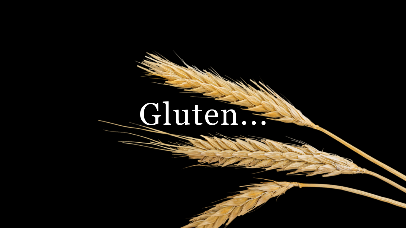 Grain picture surrounding the word, Gluten.
